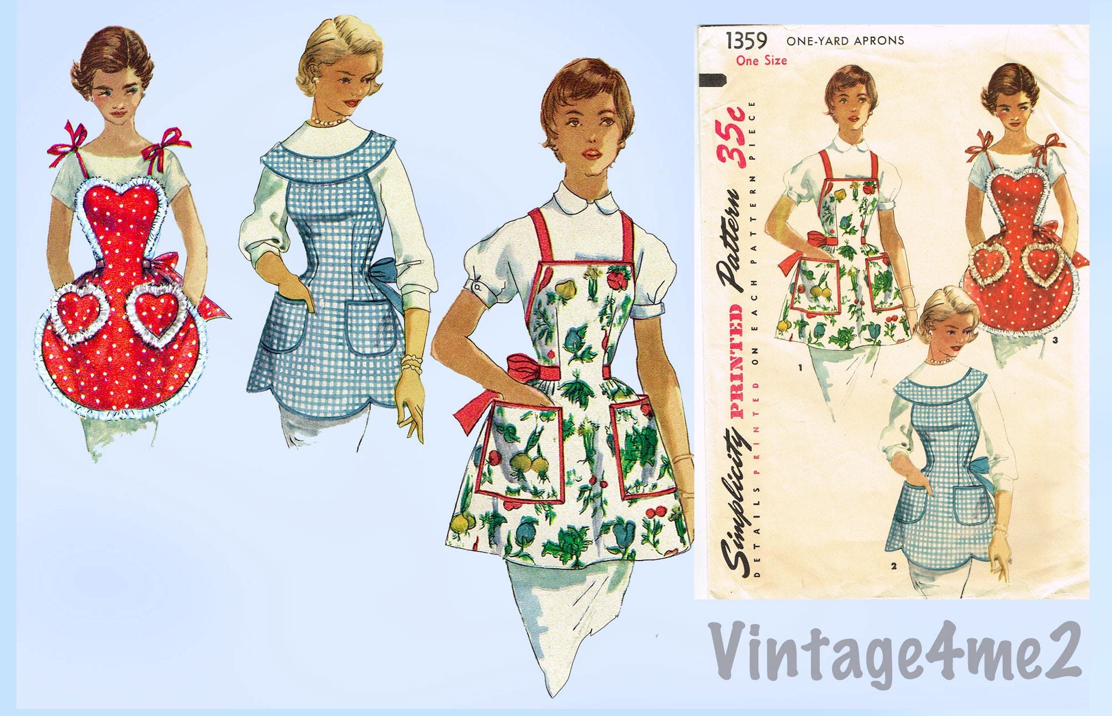 1950s Vintage Simplicity Sewing Pattern 1359 1 Yard Heart Pocket