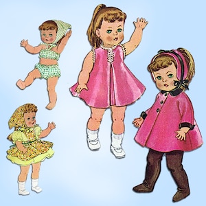 May include: Four paper dolls with different outfits. The dolls are wearing a pink dress, a green and white dress, a green and white swimsuit, and a pink coat with brown trousers.