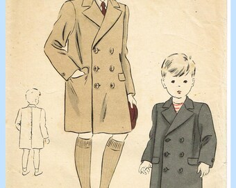 1940s Vintage Vogue Sewing Pattern 2239 Classic WWII Baby Boys Coat Size 2