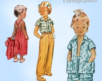 1950s Vintage Simplicity Sewing Pattern 3248 Toddlers Summer Playclothes Size 3