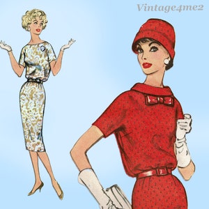 Simplicity 2681: 1950s Easy Misses Day Dress Sz 32 Bust Vintage Sewing Pattern