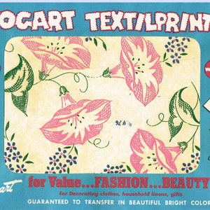 1950s Original Four Color Vintage Vogart 476 Morning Glory Uncut Hot Iron No Sew Transfer