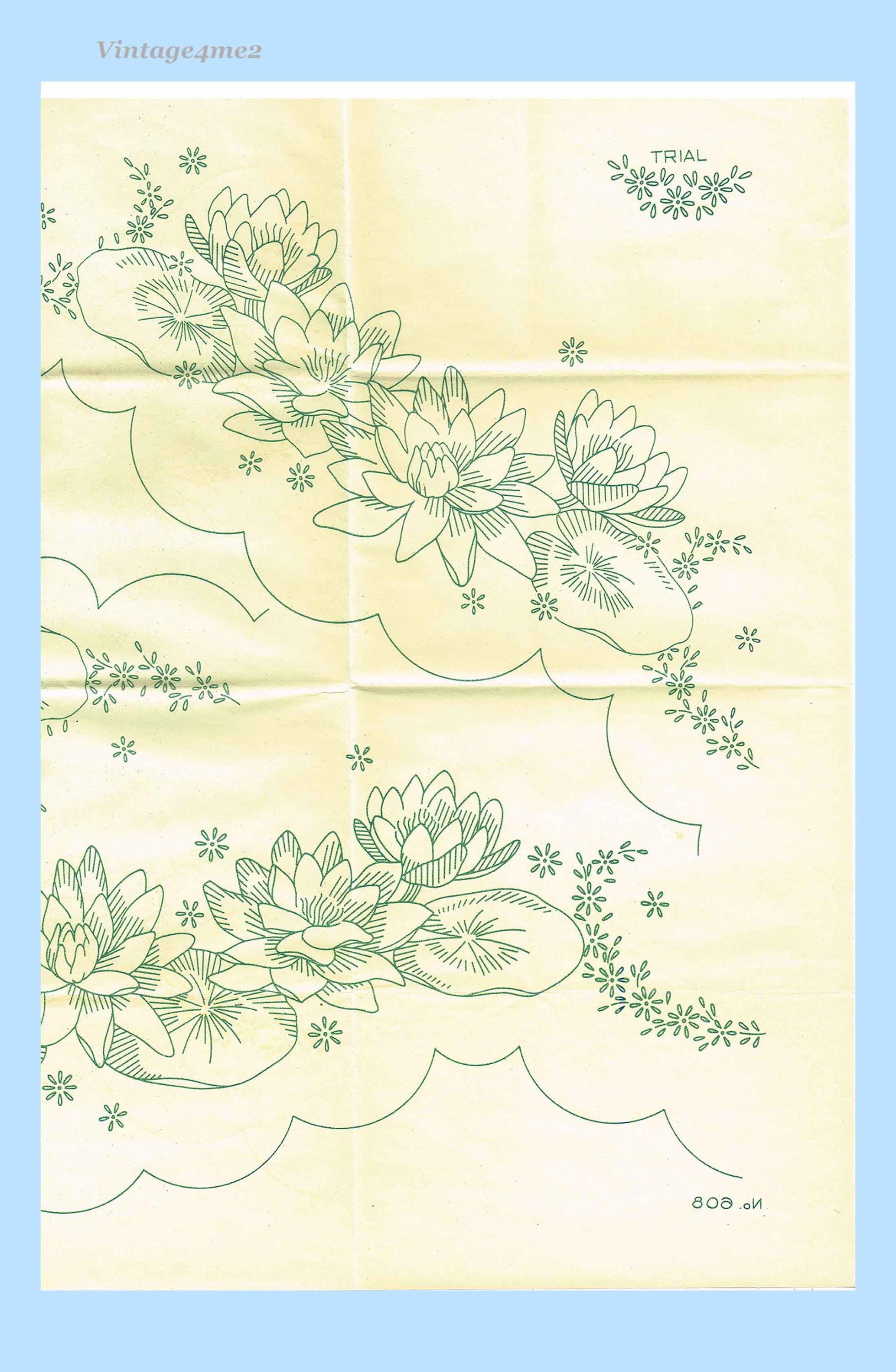 1940s Laura Wheeler Embroidery Transfer 608 Uncut Waterlily
