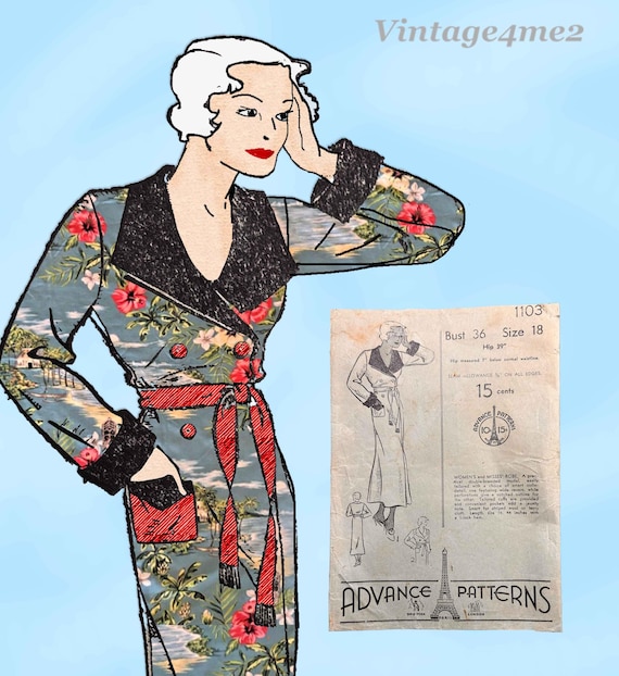 1930s Mccall 7506 Sewing Pattern: Hooverette House Dress, Bust 38 - Main Image