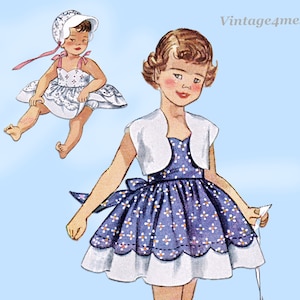 1950s Vintage Simplicity Sewing Pattern 3213 Cute Toddler Girls Sun Dress Size 1
