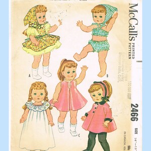 1960s Vintage McCalls Sewing Pattern 2466 Cute 14 to 15 Inch Patsy Ann Doll Clothes