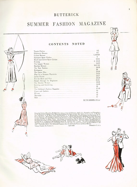 1930s Digital Download Butterick Summer 1936 Fashion Magazine