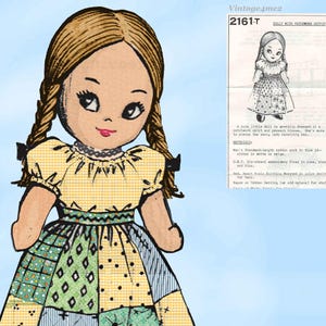 1960s Vintage Mail Order Transfer Pattern 2161 Uncut 10 Inch Lil Girl Sock Doll