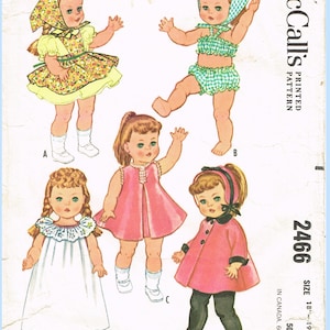 Patrón de costura vintage de ropa para muñecas de los años 60: Se adapta a la muñeca Patsy Ann de 45-48 cm.