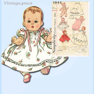 1950s Vintage Simplicity Sewing Pattern 1844 11 1/2 Inch Baby Doll Clothes ORIG