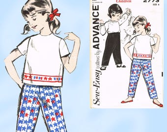 1960s Vintage Advance Sewing Pattern 2773 Uncut Toddler Girls Play Clothes Sz 6