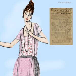 Ladies Home Journal 3435: 1920s Uncut Misses Tucked Dress 36B Vintage Sewing Pattern
