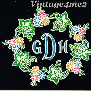 1940s Original Vintage Vogart Embroidery Transfer 221 Uncut Monograms and Frames