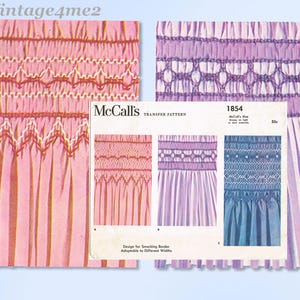 1950s Vintage McCall Embroidery Transfer 1854 Charming Uncut Smocking Motifs