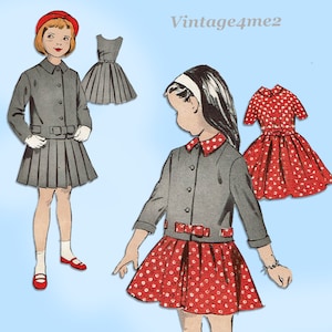 Butterick 8687: 1950s Toddler Girls Dress & Bolero Sz 4 Vintage Sewing Pattern