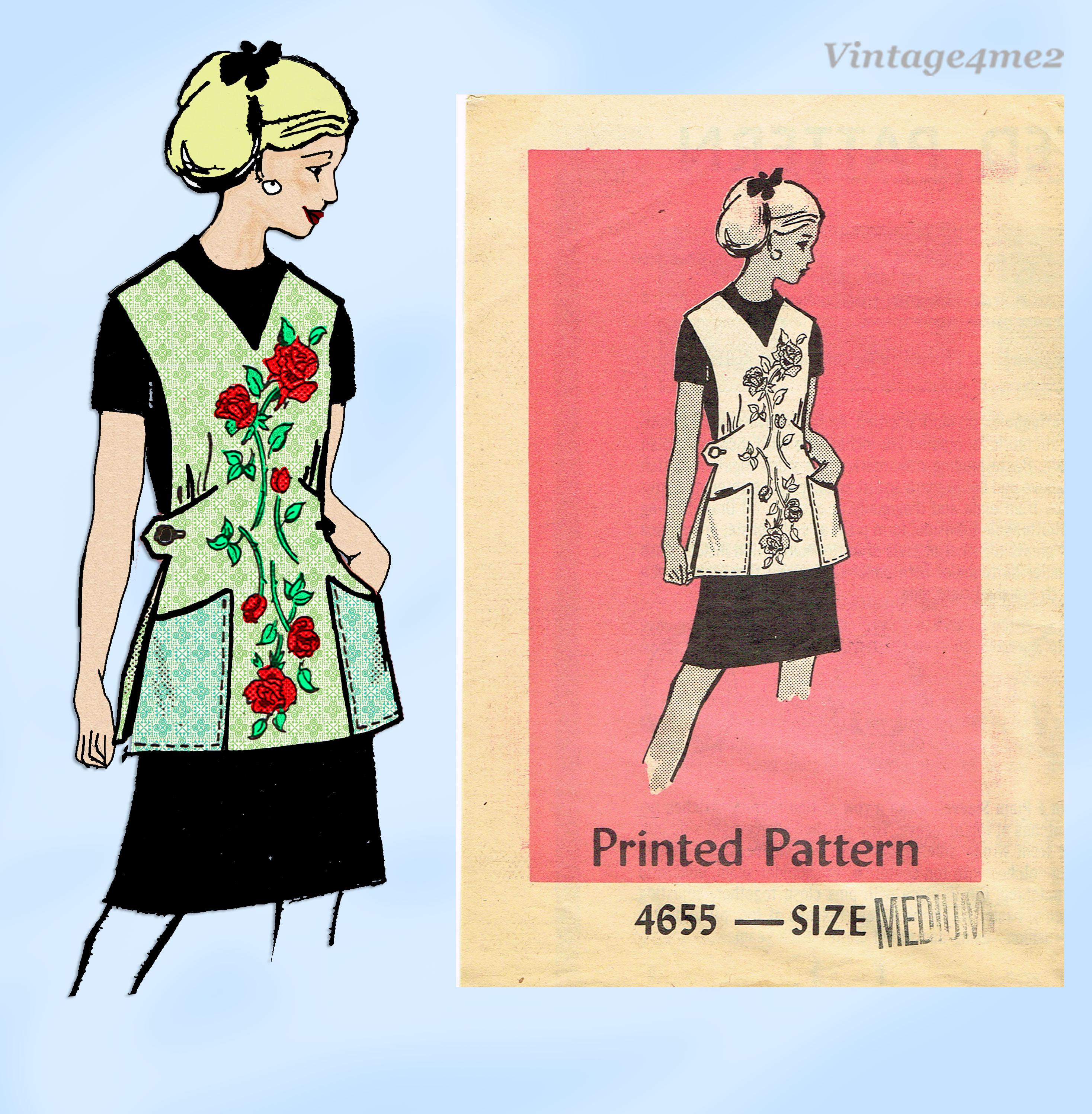 GOOD PRINT 60's〜 VINTAGE WORK APRON USA 1960s Vintage Anne Adams Sewing Pattern 4655 Misses Cobbler Apron