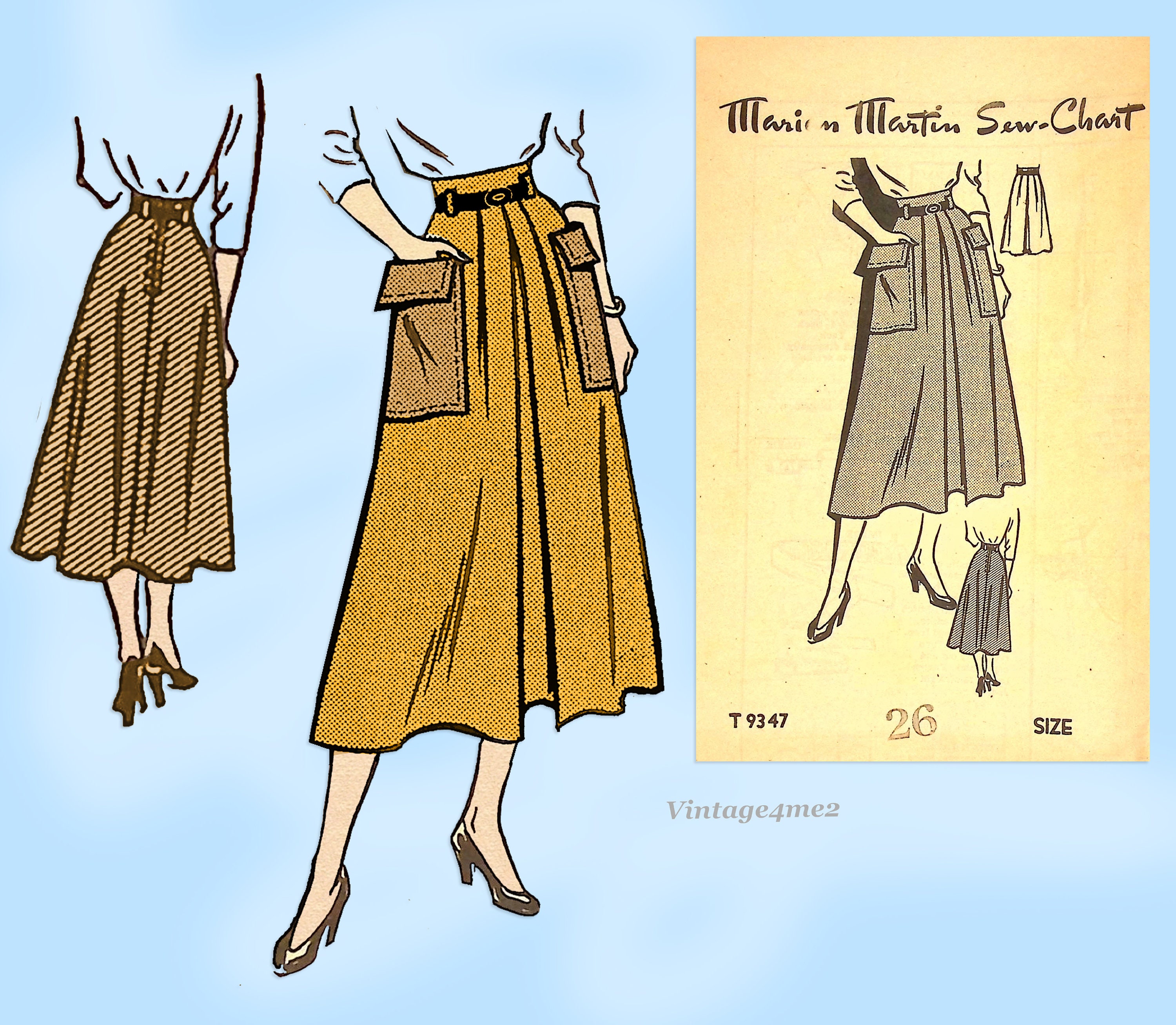 1950s Vintage Marian Martin Sewing Pattern 9347 Misses Big Pockets ...