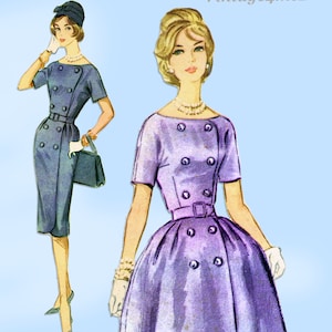 McCall&#39;s 5687: 1960s Uncut Misses Street Dress Sz 34 Bust Vintage Sewing Pattern