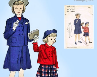 Vogue 2542: 1950s Cute Little Girls 2 Piece Suit Sz6 Vintage Sewing Pattern