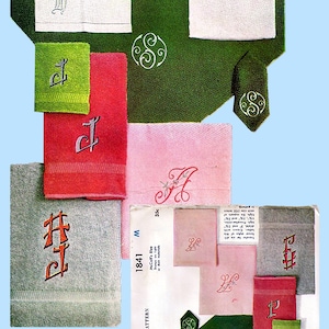 1950s Vintage McCall Embroidery Transfer 1841 Uncut Letter "M" Monogram Set