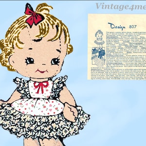 1960s Vintage Mail Order Transfer Pattern 807 Uncut 9 Inch Lil Girl Sock Doll