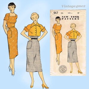New York 917 1950s Uncut Misses Dress Topper Sz 35 B Vintage Sewing