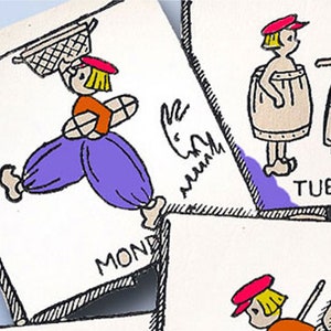 1950s Vintage Aunt Marthas Embroidery Transfer 135 Uncut Little Dutch Boy Tea Towels