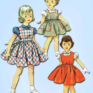 1950s Vintage Simplicity Sewing Pattern 4407 FF Toddler Girls Jumper Dress Sz 3