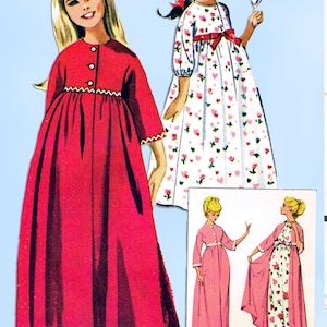 May include: Vintage illustration of children's sleepwear patterns. The main image features a red nightgown with white trim and a white nightgown with a floral pattern. Additional images show variations of the sleepwear designs. The text "Vintage4me2" is in the upper left corner.