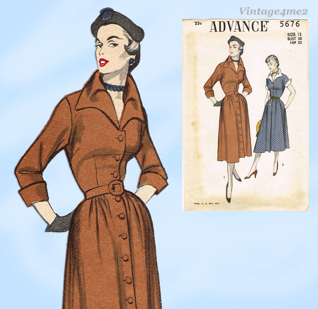 1950s Vintage Advance Sewing Pattern 5676 Stylish Uncut Misses Street ...