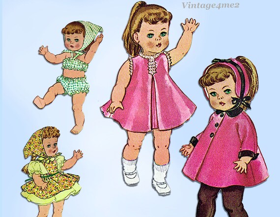 1960s Vintage Doll Clothes Sewing Pattern: Fits 14-15" Patsy Ann Doll
