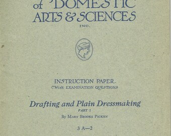 1920s Brooks Picken Womans Institute Sewing Book 3 A-2 Drafting and Dressmaking