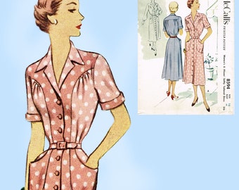 1950s Vintage McCall Sewing Pattern 8594 Uncut Misses Street Dress Sz 36 Bust
