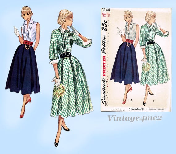 シンプリシティ 3144: 1950 年代のミセス スカートとタック
