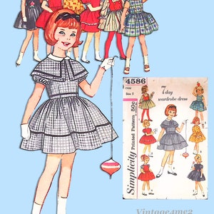 1960s Vintage Chick-Schnittmuster 4586 Kleinkind Mädchen 7 Tage Kleid Gr. 5