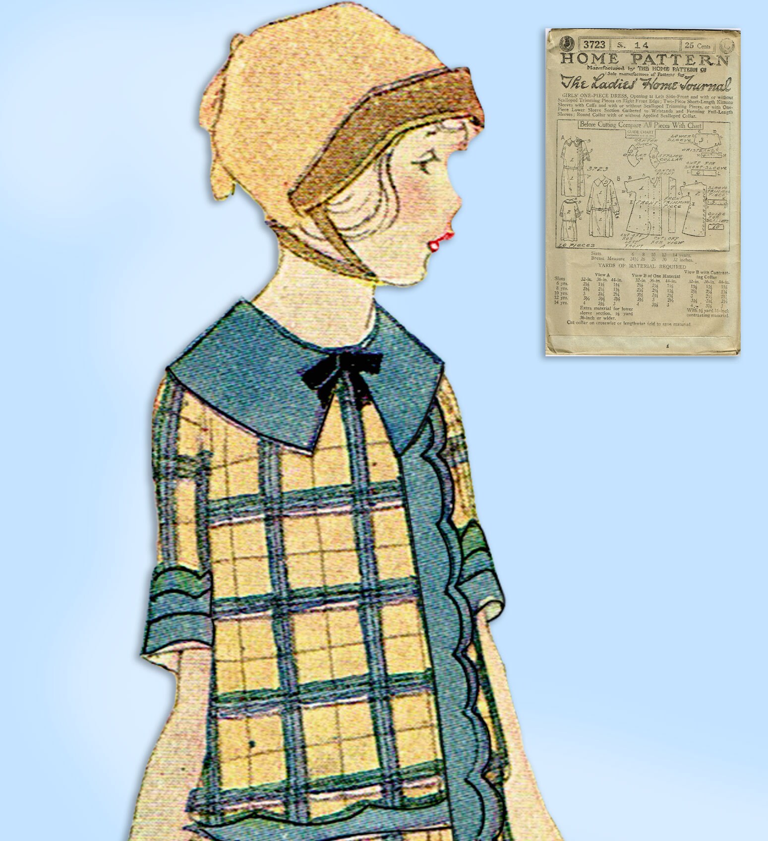 Ladies Home Journal 3723: 1920s Uncut Girls Dress Size 14