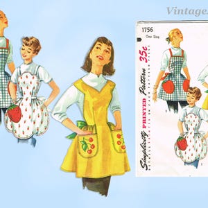 1950s Vintage Simplicity Sewing Pattern 1756 Uncut Strawberry Apron Fits All