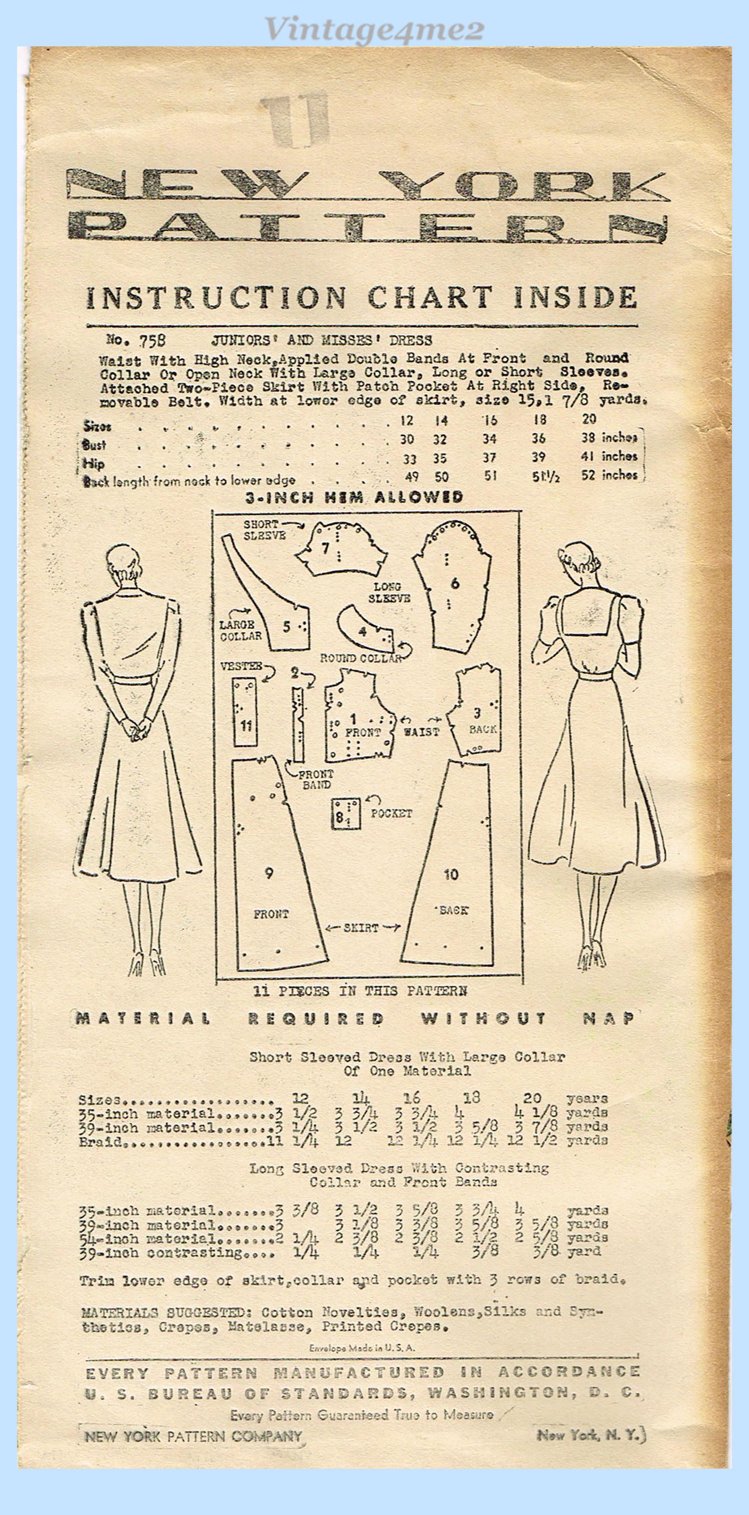 New York 758: 1930s Darling Uncut Misses Sailor Dress 34B Vintage