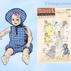 1950s Vintage Butterick Sewing Pattern 6348 Cute 22 Inch Baby Doll Clothes Set