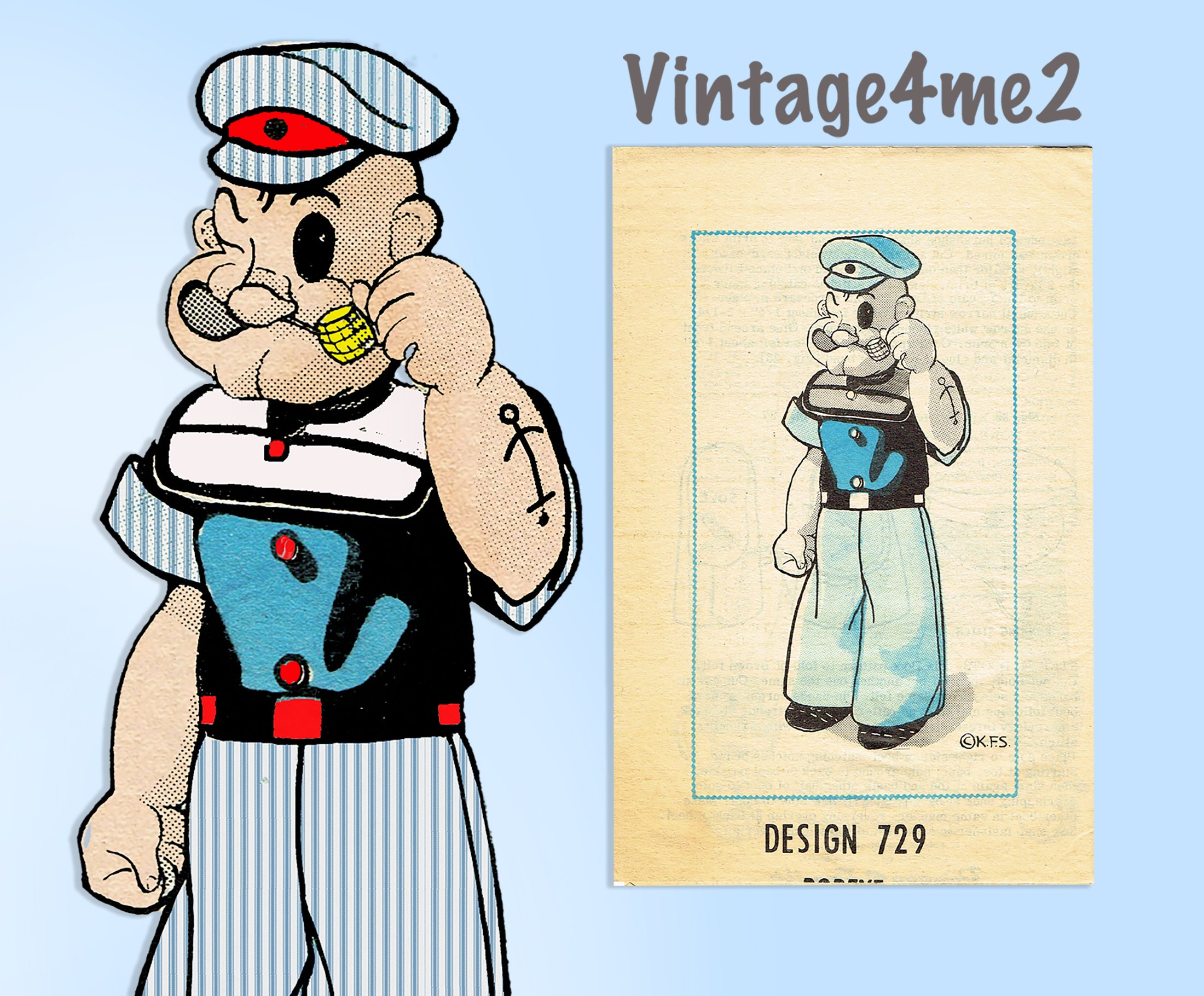 1960s Vintage Design Mail Order Sewing Pattern 729 Uncut Popeye