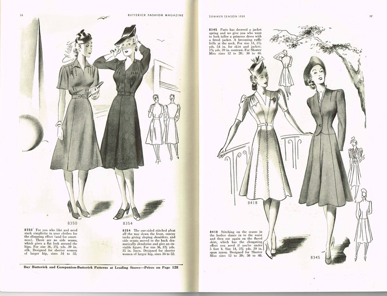 Instant Digital Download Butterick Summer 1939 Pattern Book Ebook Catalog Magazine image 5