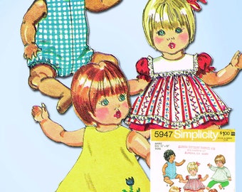 1970s Vintage Simplicity Sewing Pattern 5947 Uncut 12 Inch Vinyl Baby Doll Clothes