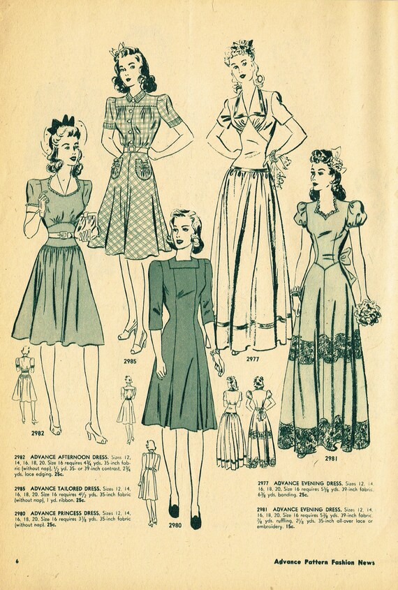 Digital Download Advance Fashion Flyer May 1942 Small Sewing
