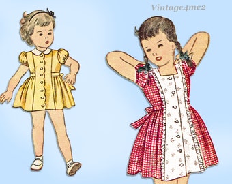 Simplicity 1455: 1940s Cute WWII Todder Girls Dress Sz6 Vintage Sewing Pattern