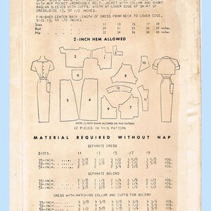New York 917 1950s Uncut Misses Dress Topper Sz 35 B Vintage Sewing
