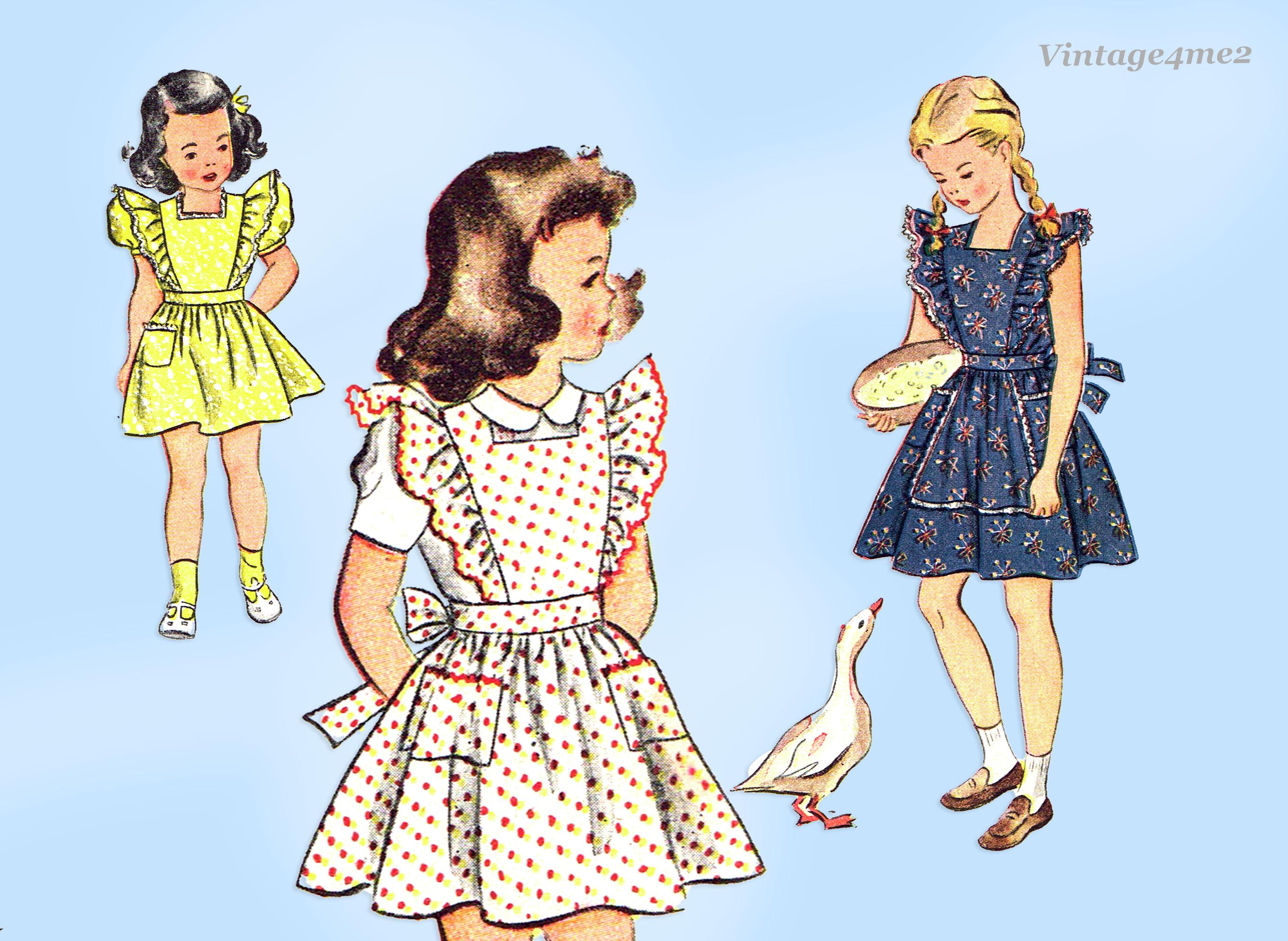 1940s VTG Simplicity Sewing Pattern 4636 Toddler Girls WWII