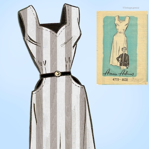 Sukienka letnia Anne Adams z lat 50. XX wieku, wykrój 4773, rozmiar plus, rozmiar 44, biust