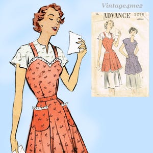 Advance 5288: 1950s Charming Misses Apron Dress Sz 32-34B Vintage Sewing Pattern