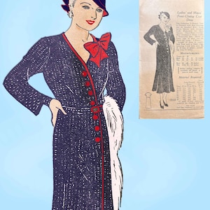 Own Name 903: 1930s Stunning Misses Dress Size 36 Bust Vintage Sewing Pattern
