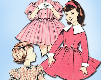 1950s Vintage Butterick Sewing Pattern 9124 Toddler Girls Dress Size 6 24B